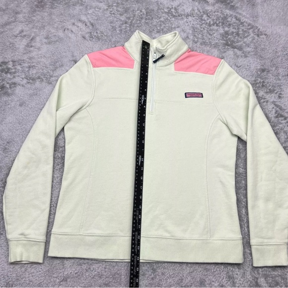 Vineyard Vines Sweatshirt Womens M Spring Green/Yellow Pullover 1/4 Zip Preppy - Picture 7 of 9